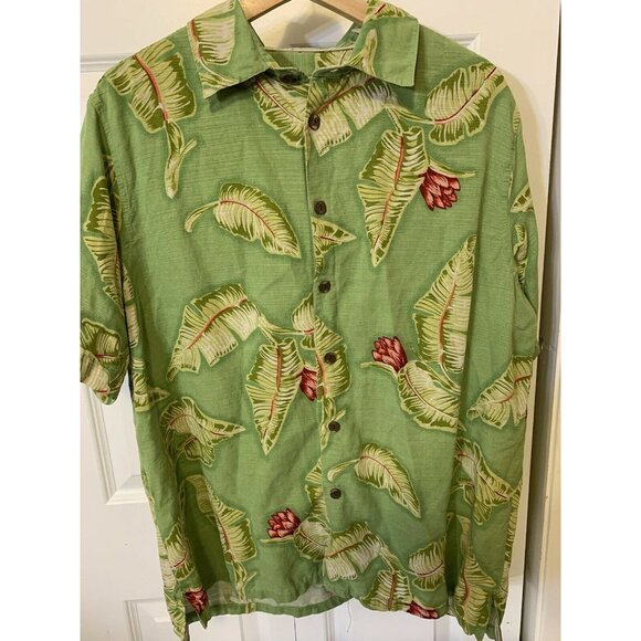 Island Republic Men’s Sz‎ L Green Pineapple Floral Hawaiian - Picture 4 of 9